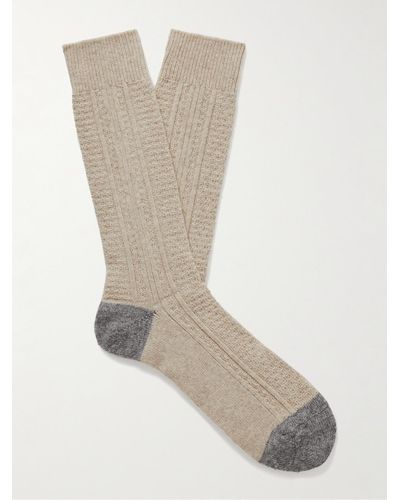 Anonymous Ism Two-tone Wool-blend Socks - White