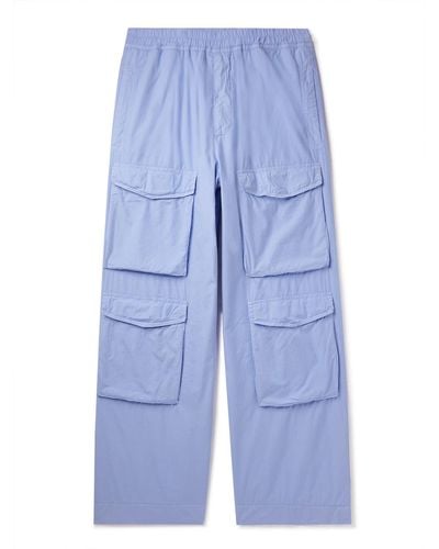 Dries Van Noten Straight-leg Cotton-shell Pants - Blue