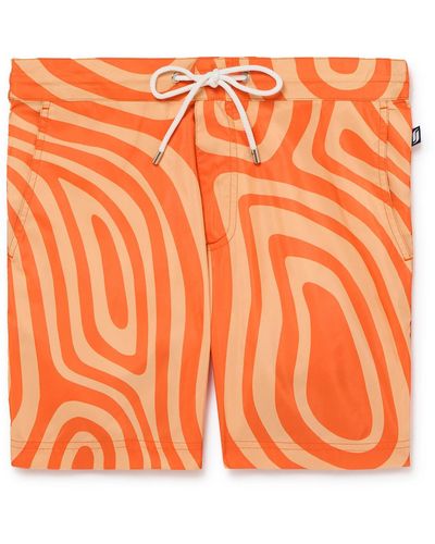 Richard James Straight-leg Mid-length Printed Recycled Swim Shorts - Orange