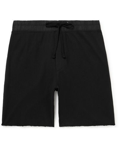 James Perse Straight-leg Poplin-trimmed Supima Cotton-jersey Drawstring Shorts - Black