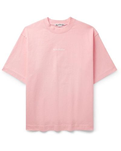Acne Studios Extorr Logo-flocked Garment-dyed Cotton-jersey T-shirt - Pink