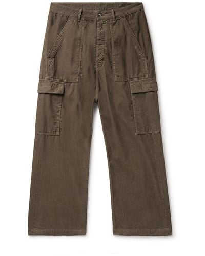 Rick Owens Wide-leg Cotton-corduroy Cargo Pants - Brown