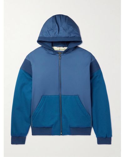 Loro Piana Wallace Panelled Storm System® Nylon And Cashmere Hooded Bomber Jacket - Blue