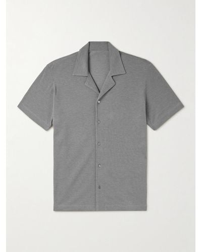 STÒFFA Camp-collar Cotton-piqué Shirt - Grey