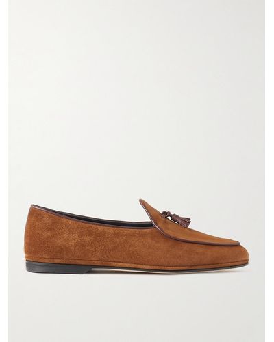 Rubinacci Marphy Tasselled Leather-trimmed Suede Loafers - Brown