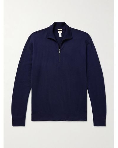 Massimo Alba Danny Cashmere Half-zip Sweater - Blue