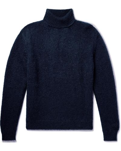 Massimo Alba Baird Mohair And Silk-blend Rollneck Sweater - Blue