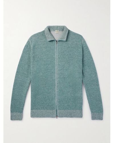 Massimo Alba Egon Linen And Cashmere-blend Zip-up Cardigan - Blue
