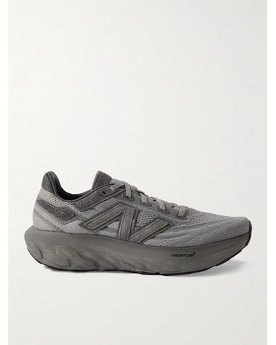 New Balance 1080 Leather-trimmed Mesh Running Trainers - Grey