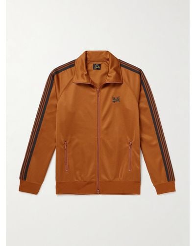 Needles Webbing-trimmed Logo-embroidered Tech-jersey Track Jacket - Brown