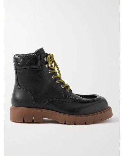 Bottega Veneta Haddock Leather Ankle Boots - Black