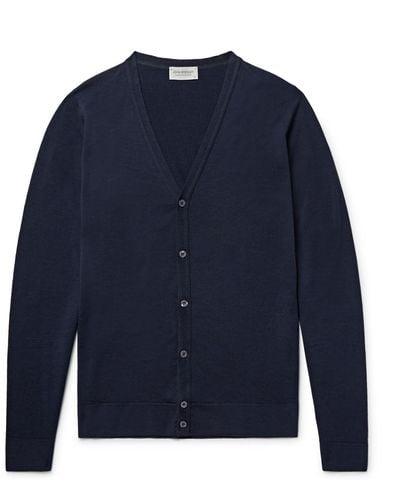 John Smedley Petworth Merino Wool Cardigan - Blue