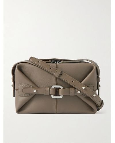 Bonastre Air Embellished Panelled Leather Messenger Bag - Brown