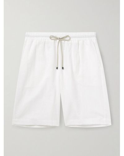Zimmerli of Switzerland Straight-leg Linen And Cotton-blend Drawstring Shorts - White