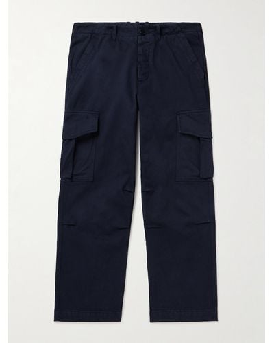 Officine Generale Kenny Straight-leg Pigment-dyed Cotton-twill Cargo Trousers - Blue