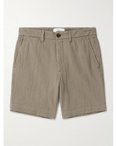MR P. Slim-fit Straight-leg Stretch-cotton Seersucker Shorts - Natural