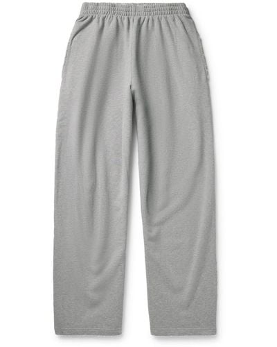 Balenciaga Wide-leg Distressed Cotton-jersey Sweatpants - Gray