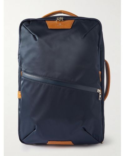 master-piece Progress 2way Leather-trimmed Nylon-twill Backpack - Blue
