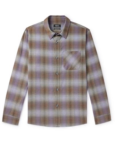 A.P.C. Trek Checked Cotton-flannel Shirt - Gray