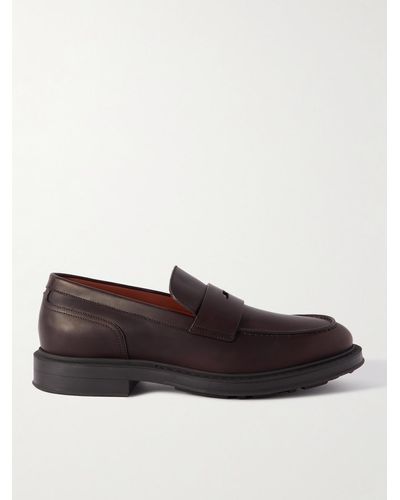 Loro Piana Travis Leather Penny Loafers - Brown