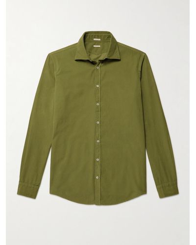 Massimo Alba Genova Brushed Cotton-corduroy Shirt - Green