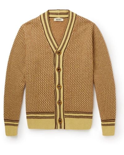 Wales Bonner Clarinet Jacquard-knit Recycled Cashmere-blend Cardigan - Yellow