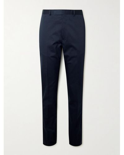 Kingsman Straight-leg Cotton-blend Twill Trousers - Blue