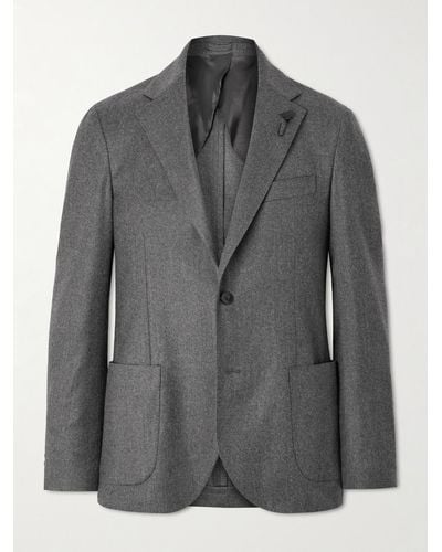 Lardini Stretch Wool And Cashmere-blend Flannel Suit Jacket - Grey