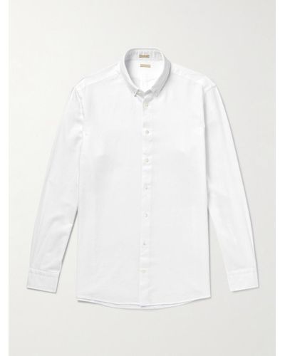Massimo Alba Boston Button-down Collar Twill Shirt - White