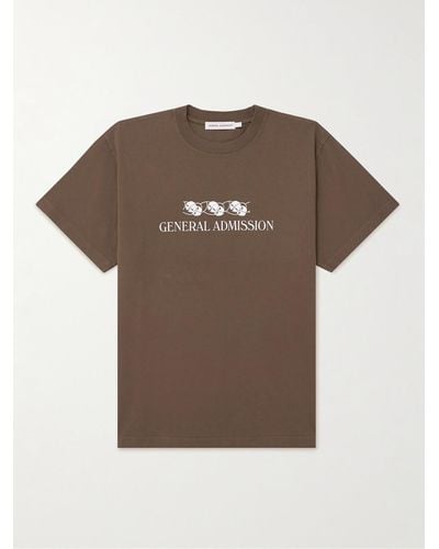 General Admission Logo-print Cotton-jersey T-shirt - Brown