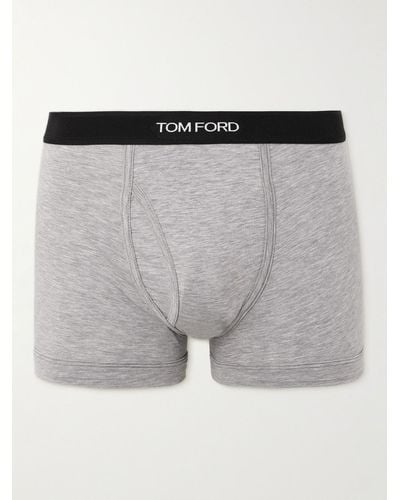 Tom Ford Stretch-cotton And Modal-blend Boxer Briefs - Grey