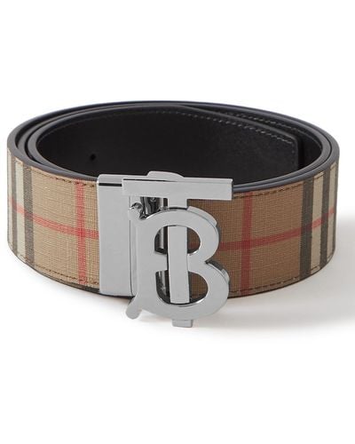 Burberry 4cm Reversible Checked E-canvas And Leather Belt - Black