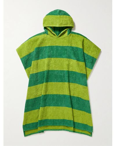 ARKET Jemima Striped Cotton-terry Hooded Poncho - Green