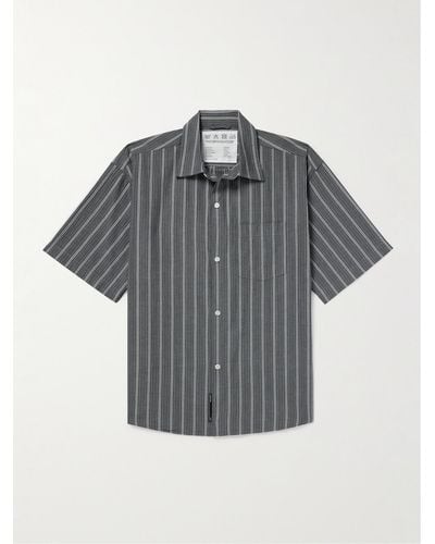 mfpen Input Striped Cotton-poplin Shirt - Grey