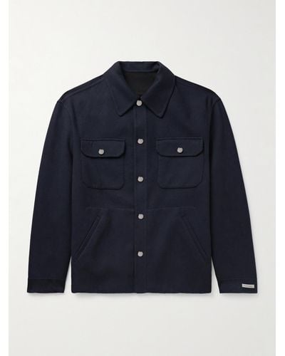 Canali Reversible Double-faced Wool-felt Overshirt - Blue