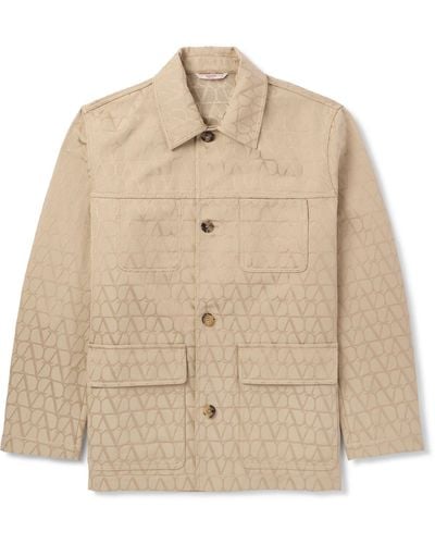 Valentino Garavani Toile Iconograph Logo-jacquard Cotton-blend Jacket - Natural