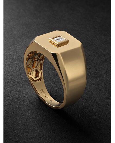 SHAY Gold Diamond Signet Ring - Black