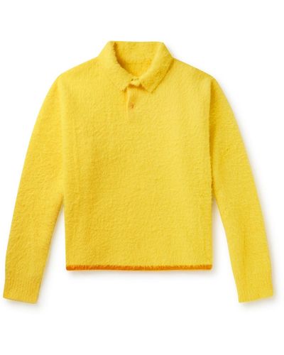 Jacquemus Polo Neve Brushed-knit Sweater - Yellow