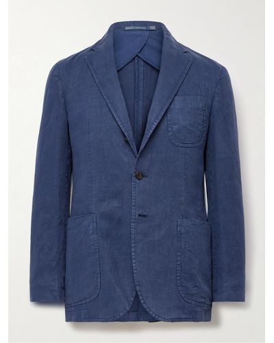 Polo Ralph Lauren Slim-fit Unstructured Hemp Suit Jacket - Blue