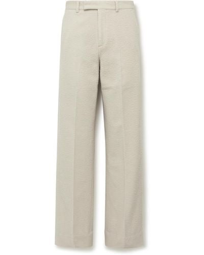 Amiri Wide-leg Boiled Wool-blend Suit Pants - Natural