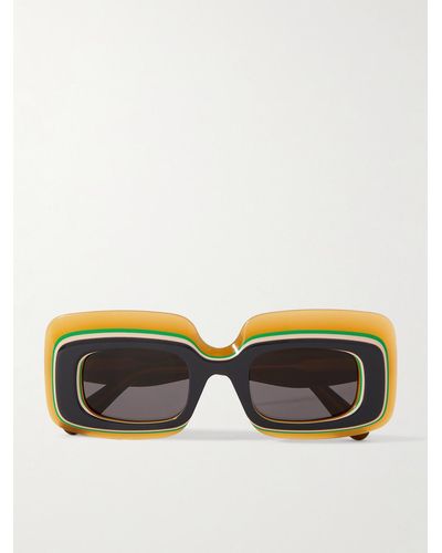 Loewe Paula's Ibiza Sonnenbrille mit rechteckigem Rahmen aus Azetat - Schwarz