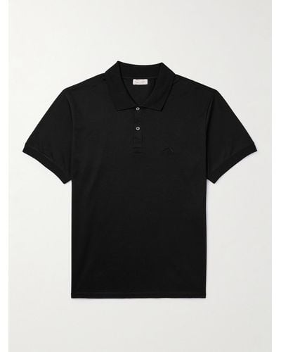 Alexander McQueen Logo-embroidered Cotton-jersey Polo Shirt - Black