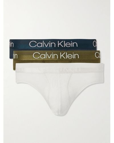 Calvin Klein Three-pack Stretch Cotton-blend Briefs - White