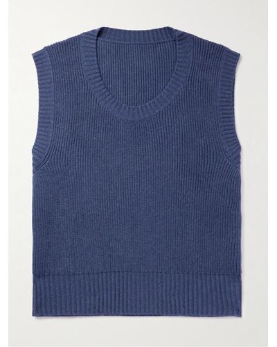 STÒFFA Ribbed Cashmere Jumper Vest - Blue