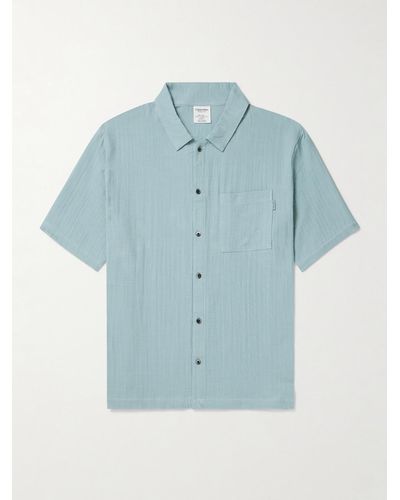 Calvin Klein Pyjama-Hemd aus Baumwollgaze - Blau