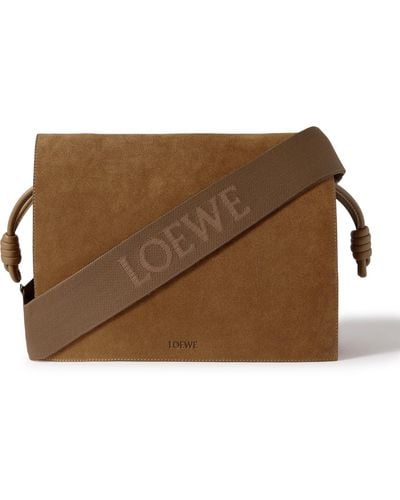 Loewe Flamenco Leather-trimmed Suede Messenger Bag - Brown