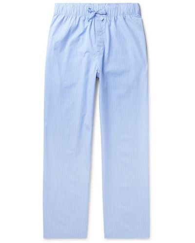 Tekla Organic Cotton-poplin Pajama Pants - Blue