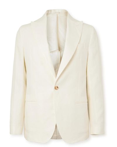 De Petrillo Linen Suit Blazer - White