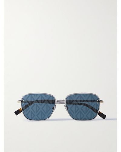 Dior Occhiali da sole in acetato e metallo argentato con montatura D-frame CD Diamond S4U - Blu