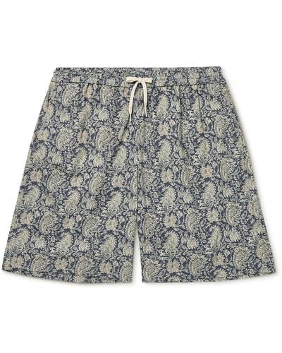 De Bonne Facture Wide-leg Paisley-print Cotton-voile Drawstring Shorts - Gray